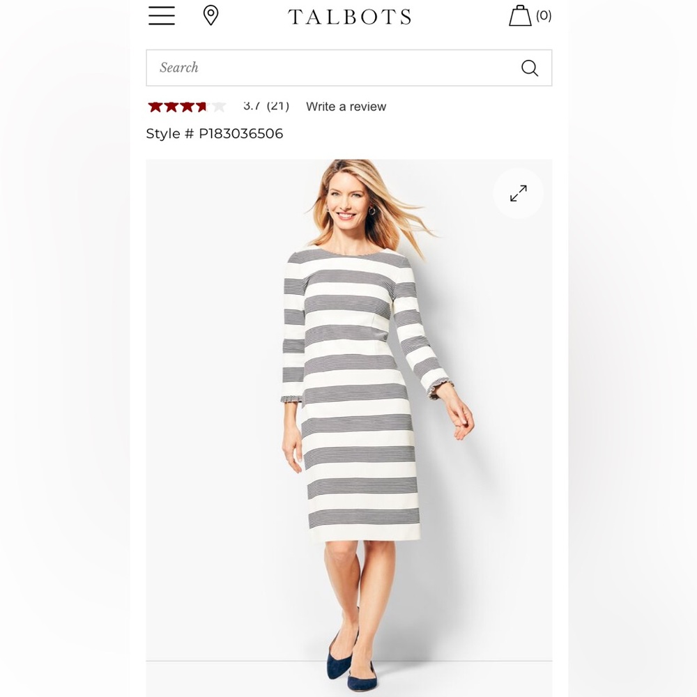 Talbots Ottoman Shift Dress in white and blue. Worn once. 119 retail